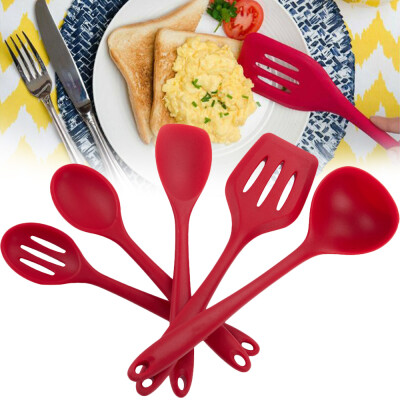 5pcs Silicone Kitchen Utensils Cooking Utensil Set Spatula Spoon Ladle Spaghetti Server Slotted Turner Cooking Tools