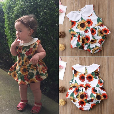 

Newborn Toddler Sunflower Baby Girl Romper Bodysuit Tutu Dress Outfits 0-24M