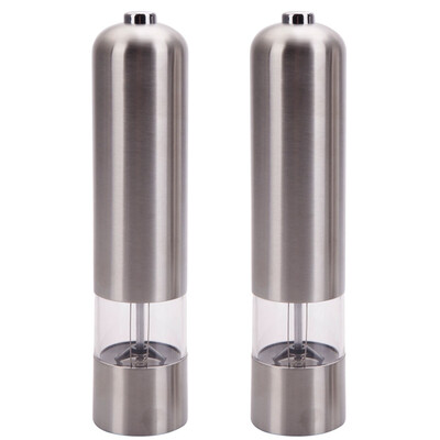 

Adjustable 2pack Stainless Steel Electric Automatic Pepper Mill Salt Grinder Home 2Pcs