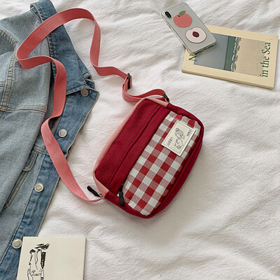 

Tailored Women Fashion Canvas Plaid Coin Purse Shoulder Tote Handbag Casual Bag