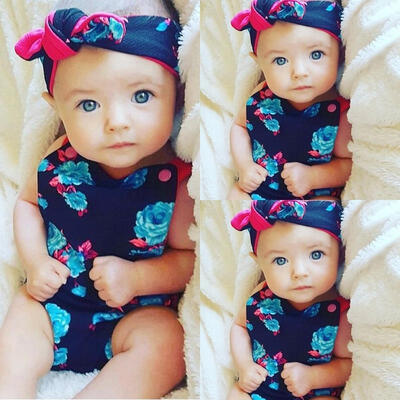 

Newborn Baby Girls Boys Romper Jumpsuit Bodysuit Headband Clothes Outfits Set