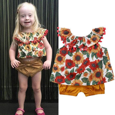 

Cute Summer Kids Baby Flower Girls Summer Clothes Dress T-shirtPantsShortsSkirt Outfits