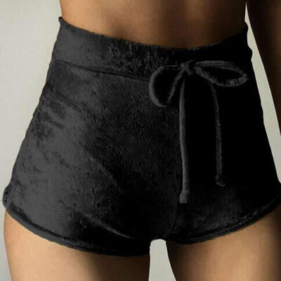 

Women High Waist Shorts Boxers Drawstring Sport Crushed Velvet Hot Pants