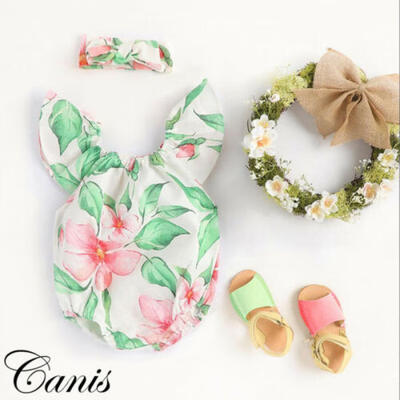 US Newborn Baby Girl Cotton Clothes Floral Bodysuit Jumpsuit Romper Showy Outfit