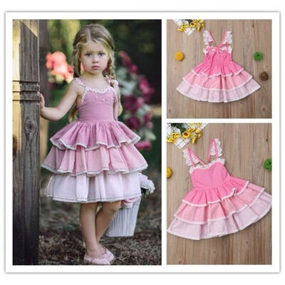 

Girls Princess Sleeveless Lace Tutu Dress Baby Kid Wedding Party Birthday Dresses New