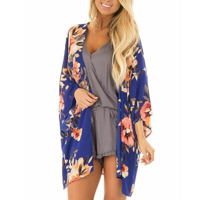 

Women Vintage Floral Loose Shawl Kimono Cardigan Boho Chiffon Tops Jacket Blouse