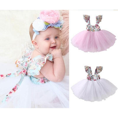 

Newborn Toddler Baby Girls Floral Dress Party Ball Gown Formal Dresses Sundress