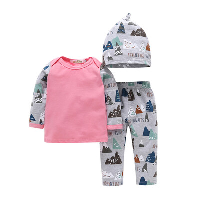 

Toddler Infant Baby Girl Boy Print T shirt TopsPantsHat Outfits Clothes Set