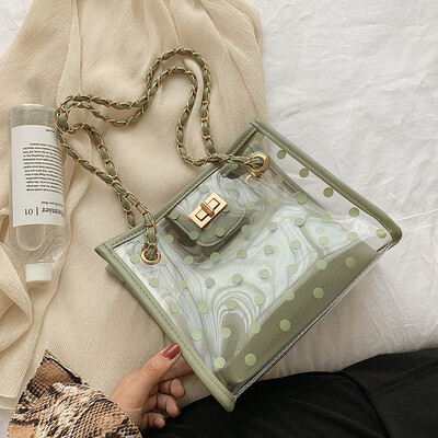 

Summer fresh bag female 2019 new wave fashion transparent jelly bag wild chain shoulder diagonal Messenger bag