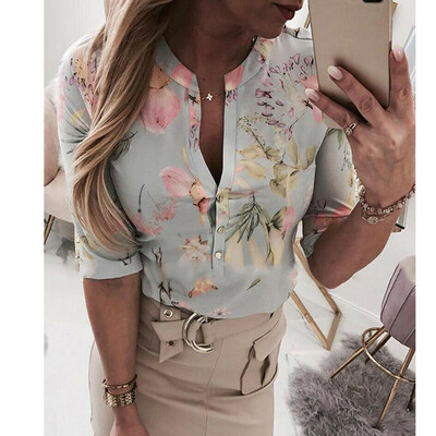 

Womens Short Sleeve Loose Floral T Shirts Ladies Summer Casual Blouse Tops Shirt