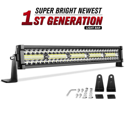 

22" inch LED Light Bar Tri Row Spot Flood Off Road Bumper Driving ATV Truck SUV