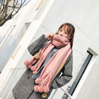 

Korean version of the wild hair ball scarf female new autumn&winter thick warm student shawl Harajuku soft sister girl collar
