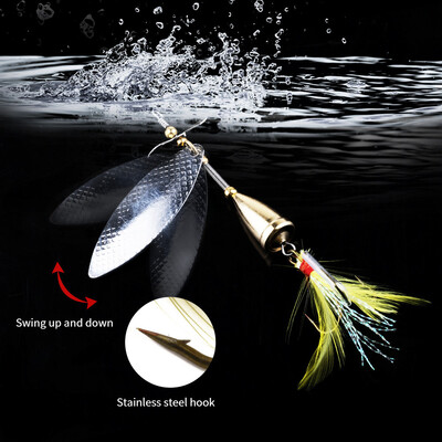 

Saidsome 10CM Metal Fishing Lure Sequins Spinner Spoon Baits Feather Fishhook Tackle 13G fishing bait fishing lure