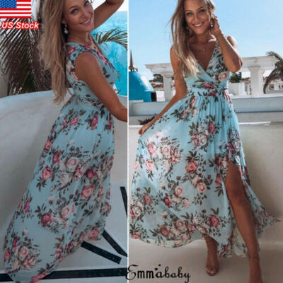 

Womens Summer Boho Long Maxi Dress Evening Cocktail Party Beach Dresses Sundress