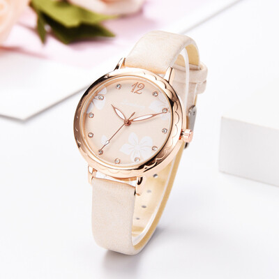 

RM Fashion Simple And Simple Leisure Flower Scale Leather With Strap Ladies Watch