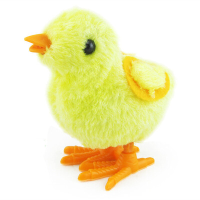 

Baby Lovely Cartoon Chick Wind Up Clockwork Simulated Plush Doll Jumping Chicken Walking Toys