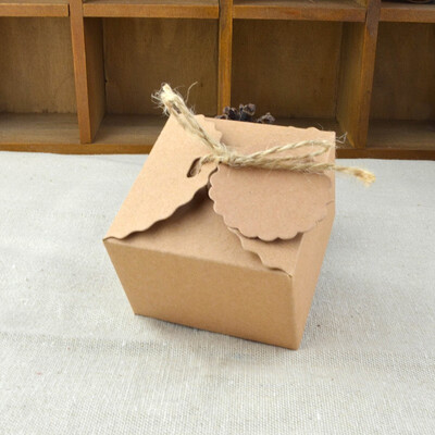 

FUNNYBUNNY 6pcs Vintage Retro Mini Kraft Paper Box Wedding Gift Favor Boxes Party Candy Box Packaging with Ribbon&Tag