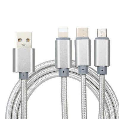 

3 in 1 Charging Cable Data Cable 24A with Micro USBType-cLightning for iPhone Xiaomi Huawei Samsung Nylon Braided Multiple USB