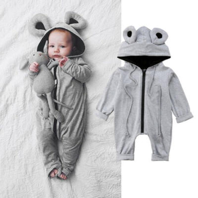 

Newborn Baby Kids Boy Girls 3D Ears Romper WARM Jumpsuit Bodysuit Hooded Outfits