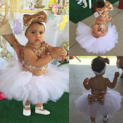

Princess Baby Girl Sequins TopsTutu Skirts 3pcs Outfits Set XMAS Party Dress