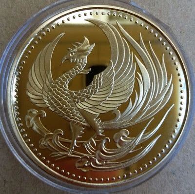 

40mm Golden Phoenix Imperial chrysanthemum emblem Japan Medal Souvenir coin