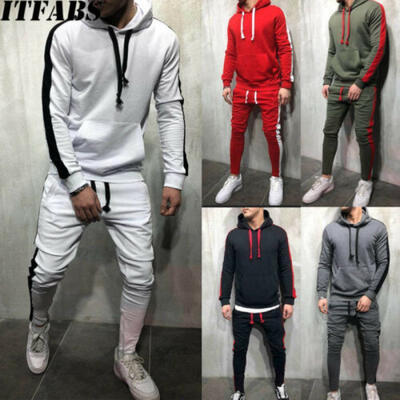 

US Mens Tracksuit Jogger GYM Hoodie Coat Sweatshirt Trousers Pants Sports Set