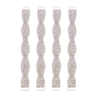 

4pcs Rhinestone Sliver Plated Bikini Connectors Metal Crystal Belt Buckle