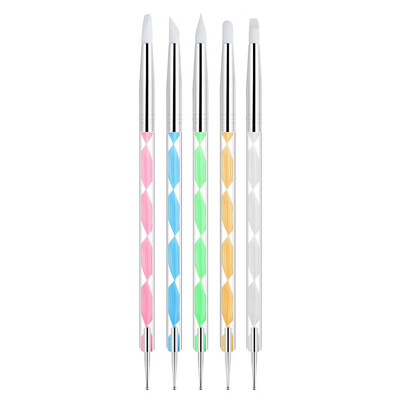 

Toponeto Nail Set Pen 5Pcs Spiral Silicone Pen Point Drill Pen Double Head Nail Pen
