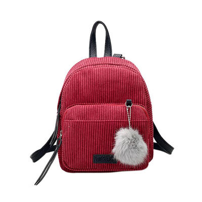 

Girl Small Mini Backpack Women Fur Ball Winter Velvet School Shoulder Bag