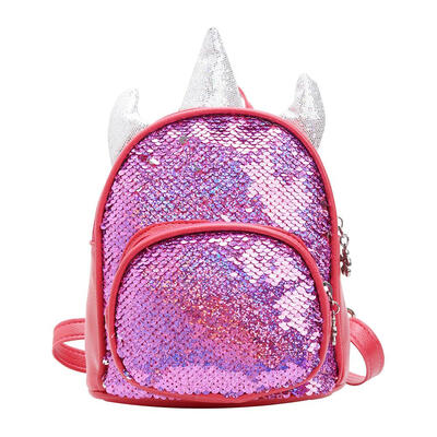 

Cute Horn Decor Travel Backpacks Kids School Bags Sequins Leather Rucksack