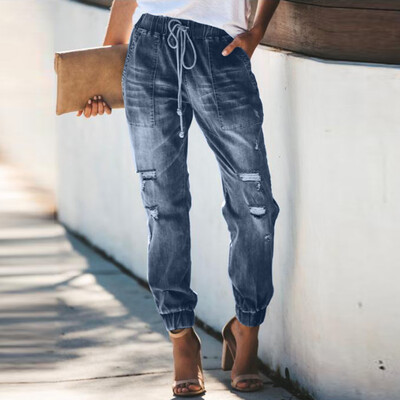 

Tailored Women Casual Denim Long Trousers Ladies Loose Pants