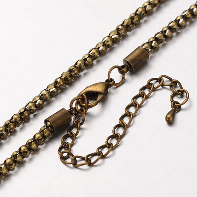 

Iron Popcorn Chain Necklace Makings with Alloy Lobster Claw Clasps&Iron End Chains Antique Bronze 307"