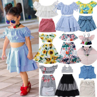 

Newborn Toddler Baby Girls Crop Top T-shirt Skirt Dress Pants Outfits Clothes