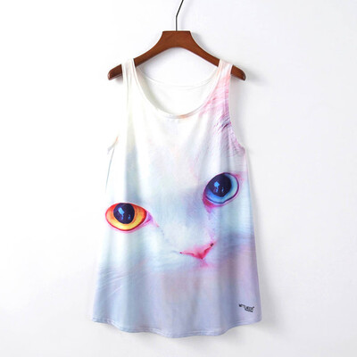 

Nomeni Women Printed Sleeveless long Section Of the Large Shirt Tide T Top Vest