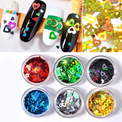 

Toponeto 6Color Heart-shaped Dazzling Nail Sticker Colorful Nail Art Decoration