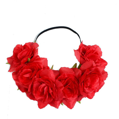 

〖Follure〗Large Rose Flower Forehead Hair Headband Hair Crown Summer Festival Garland