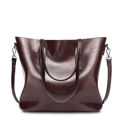 

2017 Fashion Design Women Wax Leather Big Handbag Vintage Style Lady PU Leather Shoulder Bags Female Dual Fuctions Large Totes