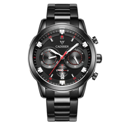 

CADISEN three-dimensional three-eye multi-function quartz watch waterproof steel belt watch C90116171