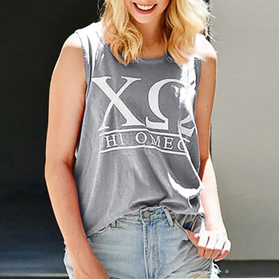 

Nomeni Fashion Womens O-Neck Letter Printing Sleeveless Vest Blouse Loose Shirt Tops
