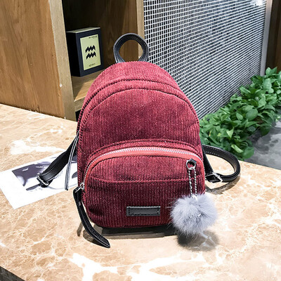 

Tailored Girl Hairball Corduroy School Bag Student Backpack Satchel Travel Shoulder Bag