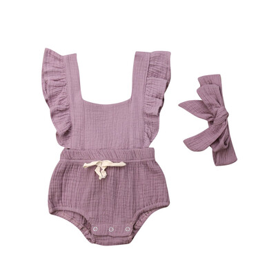 

Newborn Baby Girl Ruffle Romper Bodysuit Jumpsuit Headband Clothes Outfits