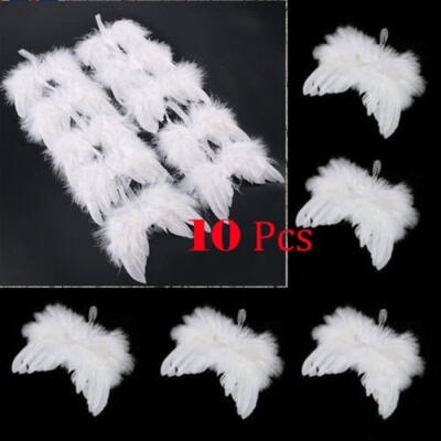 

10Pcs Guardian Angel White Feather Wing Christmas Tree Hanging Ornament Decor