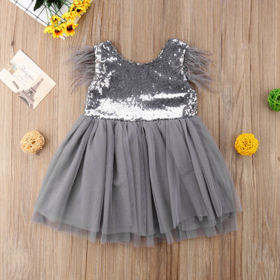 

Toddler Baby Girls Summer Lace Dress Sequins Tutu Sundress Party Wedding Dresses