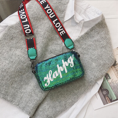 

Chic small bag female 2019 new fashion sequins shoulder small square bag texture wild ulzzang Messenger bag