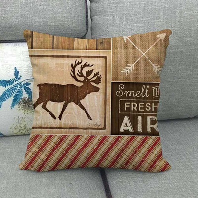 

New Christmas Decoration Pillowcase Plaid Animal Santa Claus Elk Bear Cotton Linen Pillow Cover Xmas Holiday Sofa Home Decor
