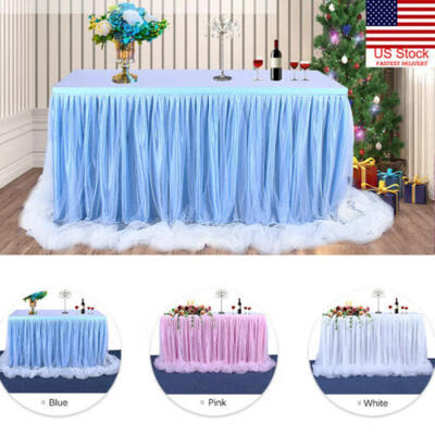 

US 6ft Wedding Tulle Tutu Table Skirt Party Birthday Festive Baby Shower Decor
