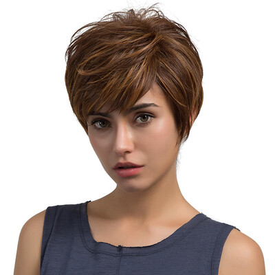 

〖Follure〗Natural Light Brown Straight Short Hair Wigs Short Womens Fashion Wig New