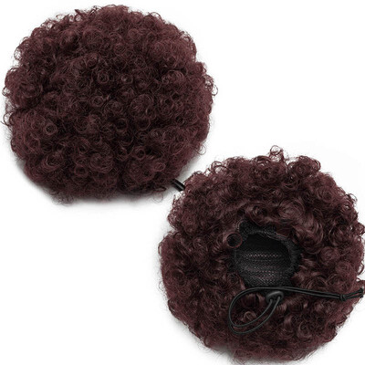 

Afro Bun Extension Puff Ponytail Chignon Hairpiece With Drawstring Afro Kinky Curly Wrap Messy Updo Synthetic For Women