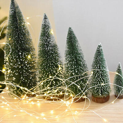 

Small Christmas Tree Fake Pine Tree Mini Sisal Bottle Brush Snow Frost Tree US