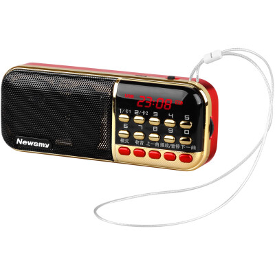 

Newman Newsmy L57 dual electric double card radio audio speaker MP3 external sound player elderly mini card small portable portable audio Walkman red